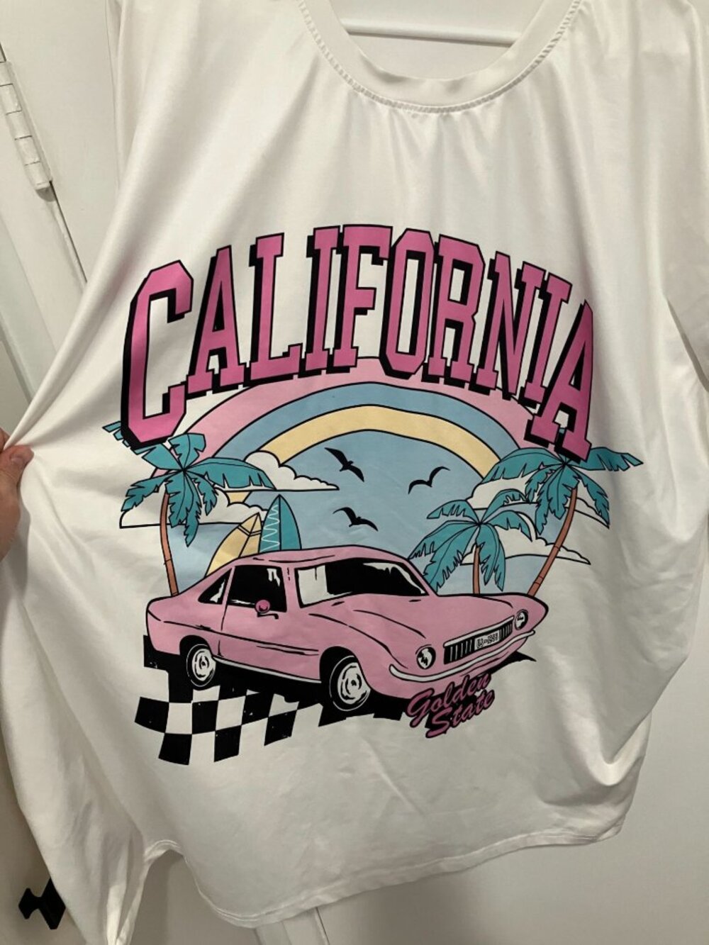 YIJIU Women's Oversize Summer Beach California T-Shirt, White, Size XXL